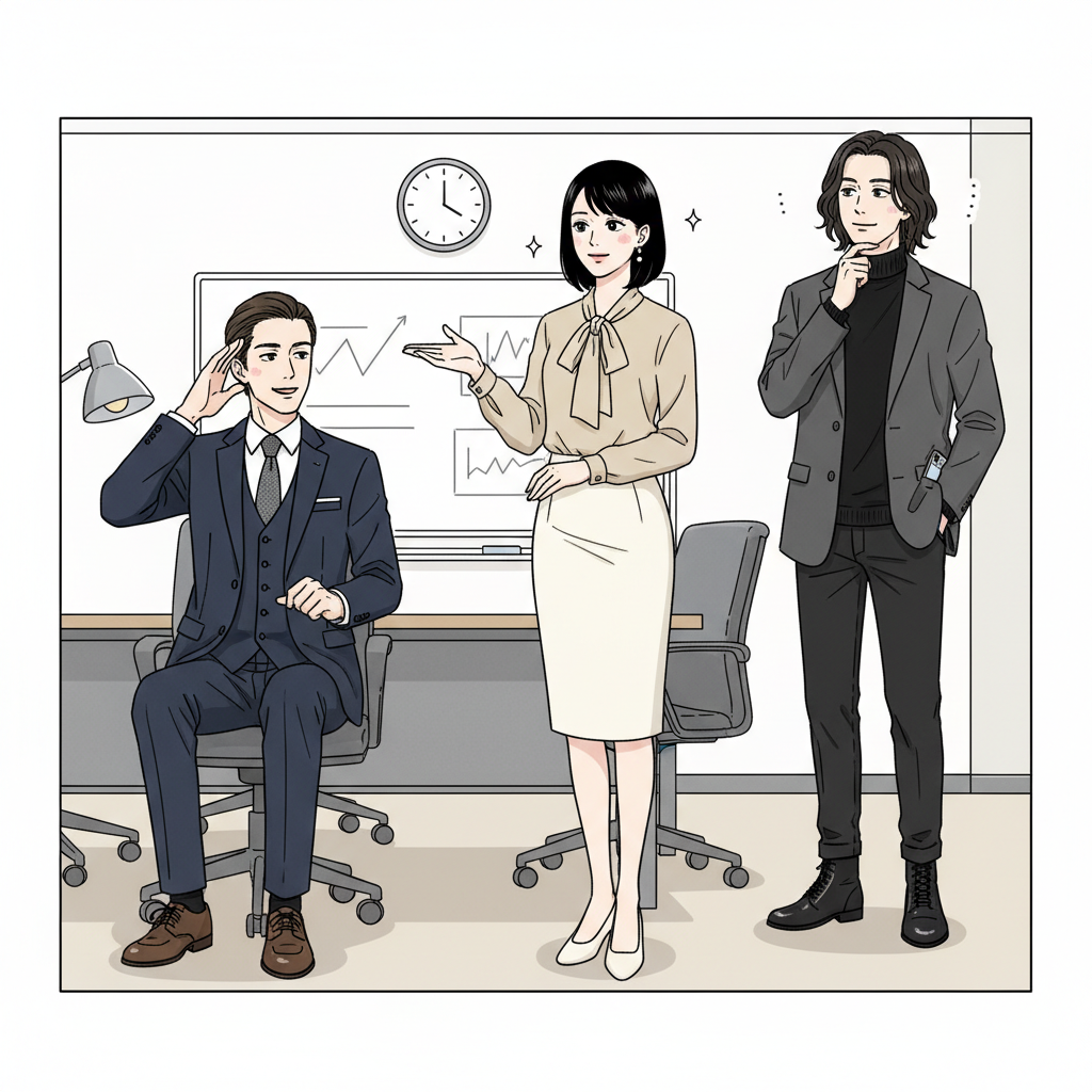 会議室で赤崎が 
