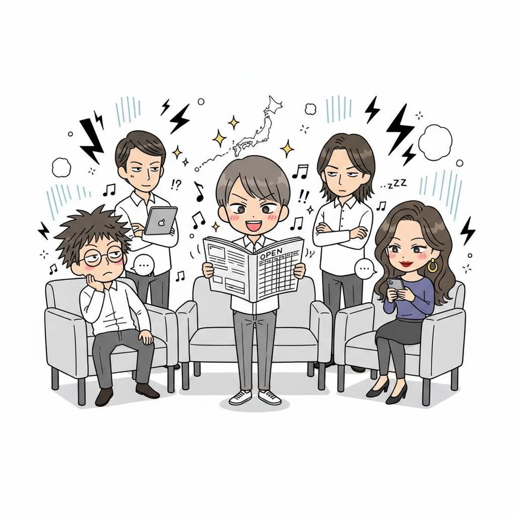 川口が時刻表を開いて乗り鉄ルートを語る、他4人が完全に聞いてない