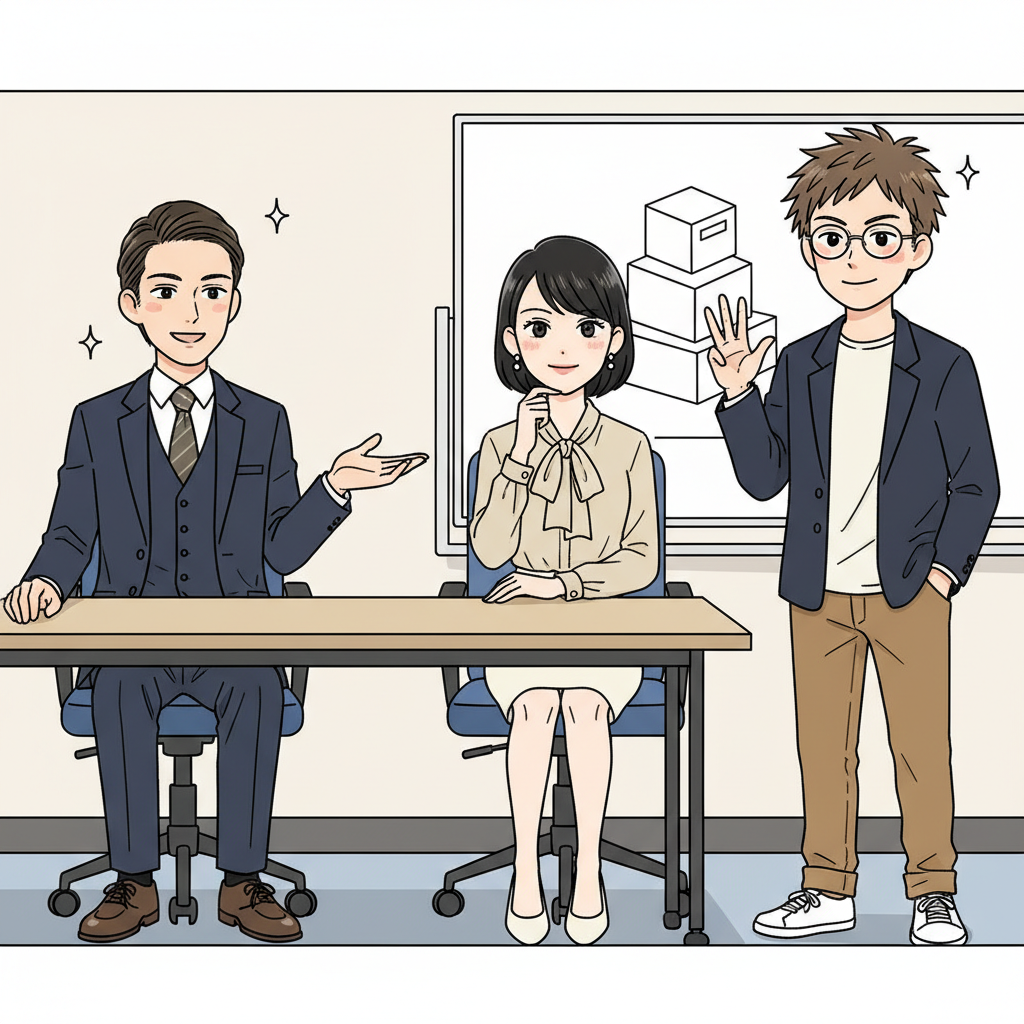 会議室で赤崎が 