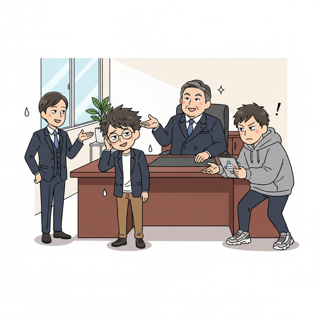 社長室で南雲が 